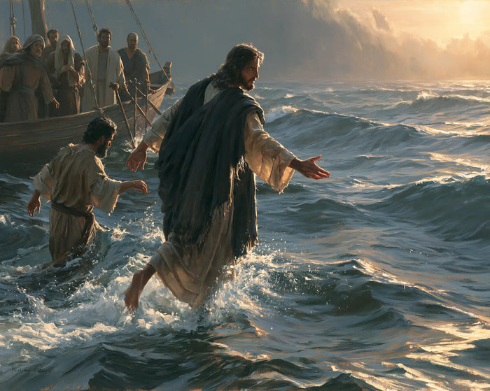 Jesus Walking on Water — The First Step behind the Dark Cloak
