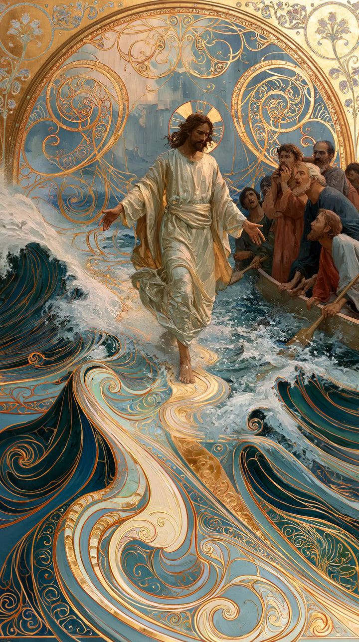 Jesus Walking on Water — Linen at the End of the Pearly Ribbon