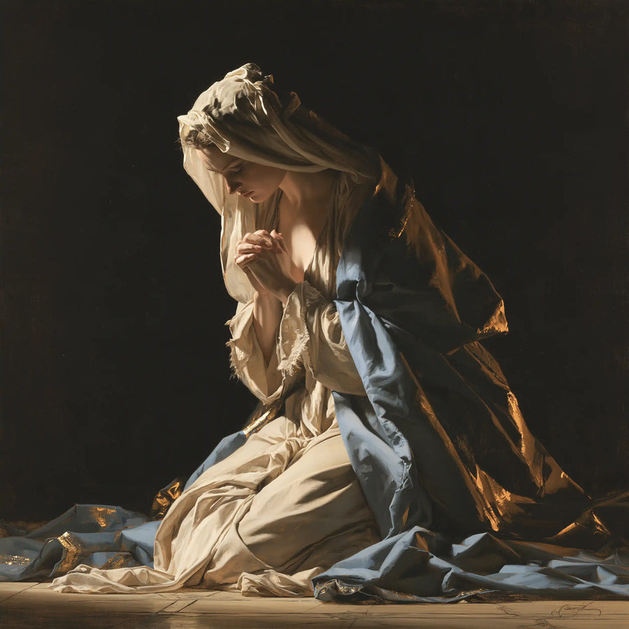Virgin Mary in Prayer - Black and Gold · Square n° 1