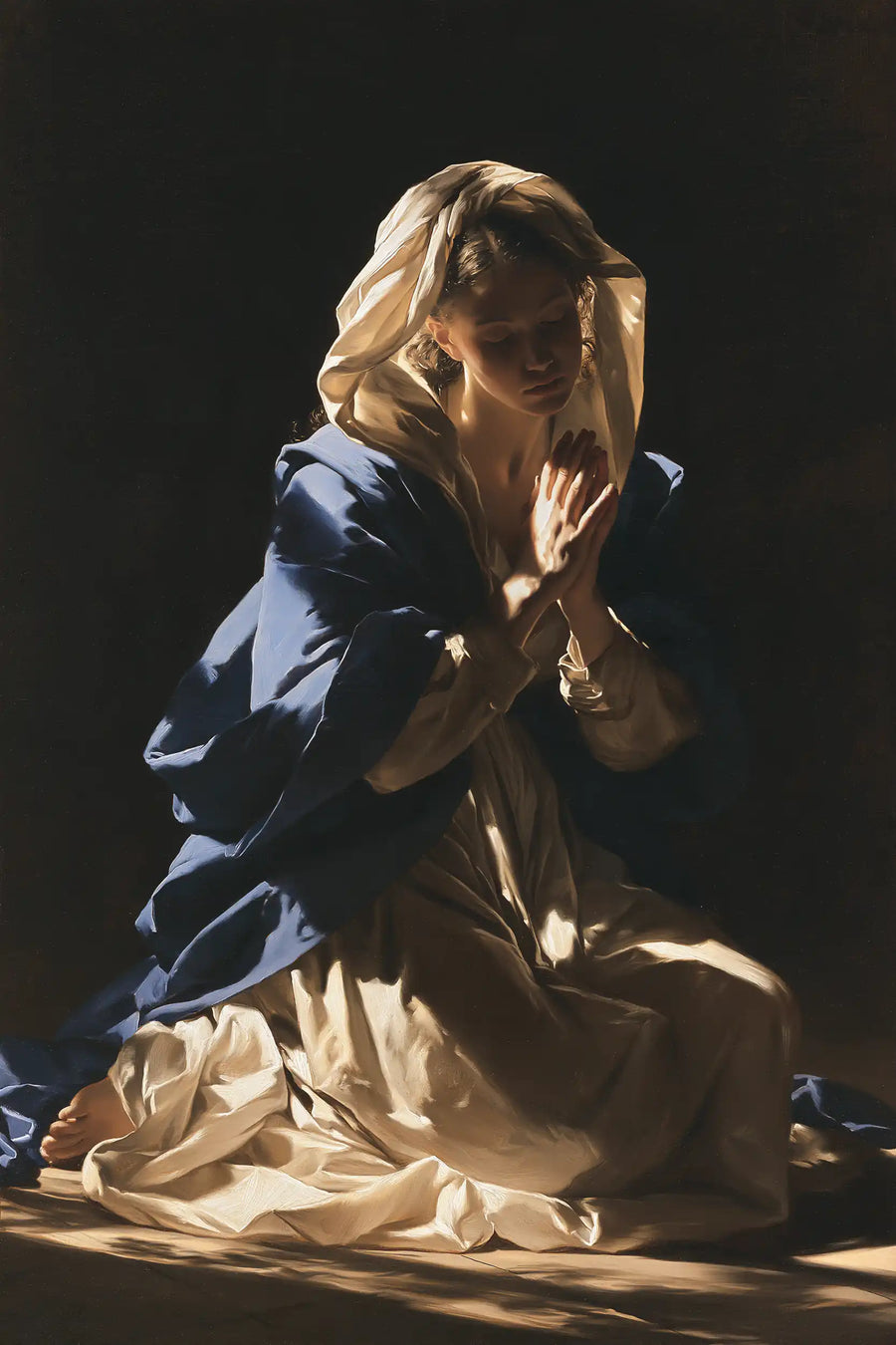 Virgin Mary in Prayer - Caravaggio Tenebrism · Portrait n° 11