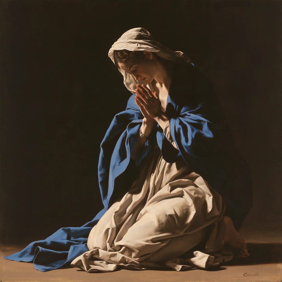 Virgin Mary in Prayer - Caravaggio Tenebrism · Square n° 1