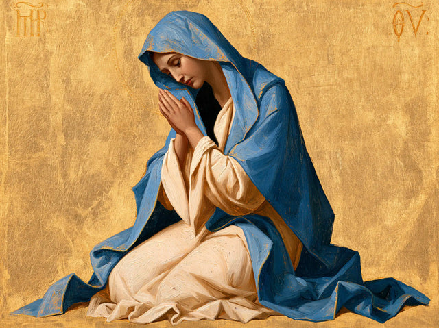 Virgin Mary in Prayer — Blue Resting upon Eternity