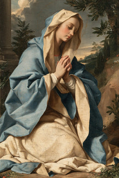 Virgin Mary in Prayer — Contemplation before the Distant Sky