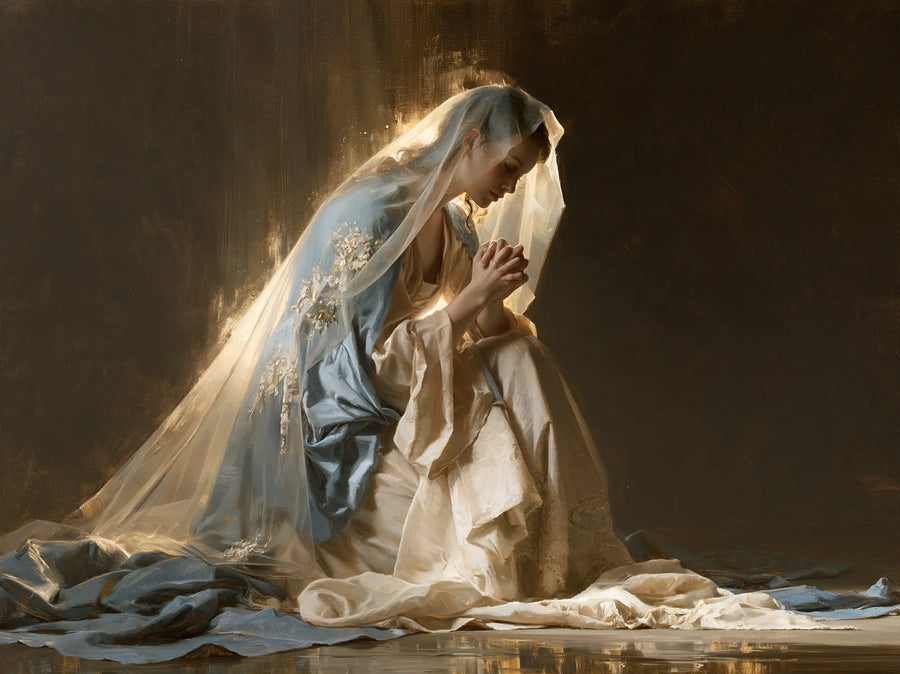 Virgin Mary in Prayer - Mary in a Biblical Interior · Landscape n° 2