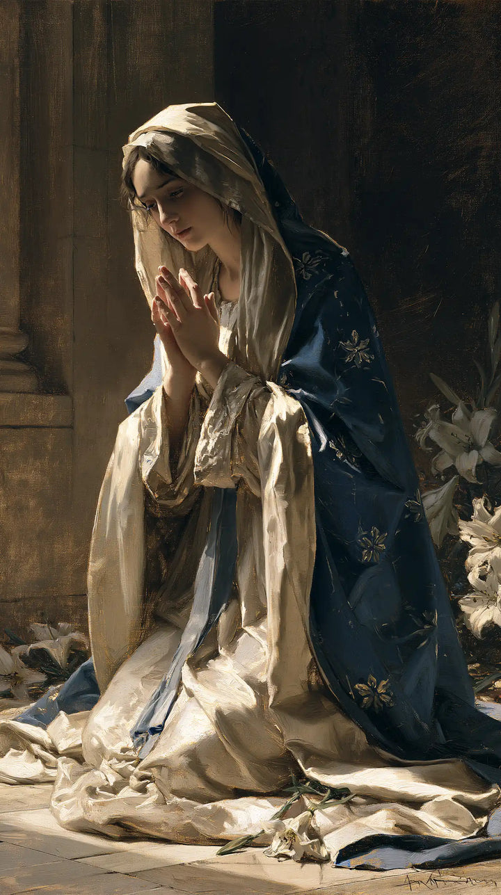 Virgin Mary in Prayer — Prayer Beside the Column