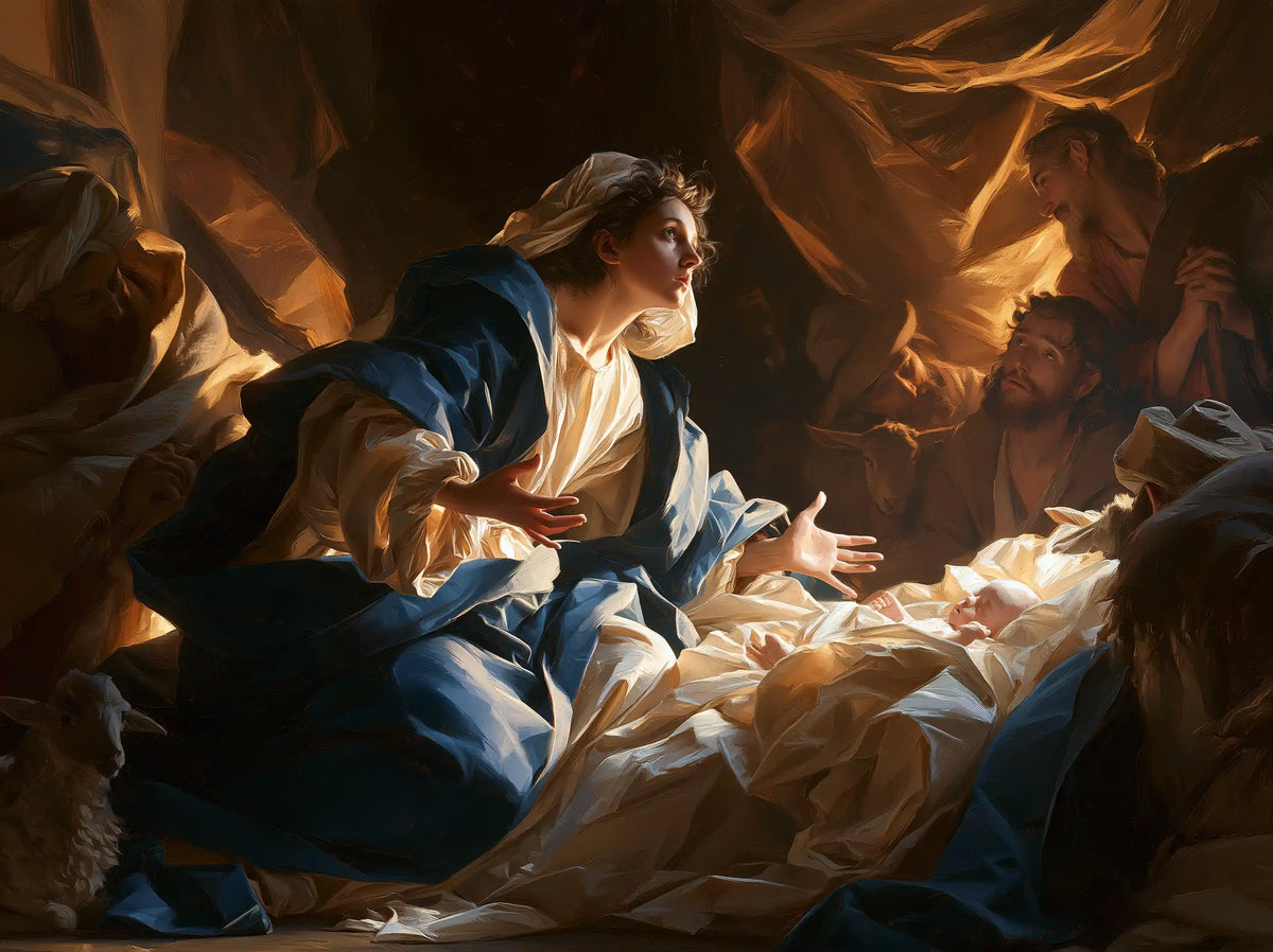 The Nativity — The Cradle beneath Amber Draperies