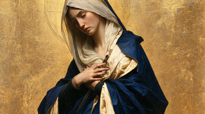 Our Lady of Sorrows — The Heart Sheltered by Regal Folds