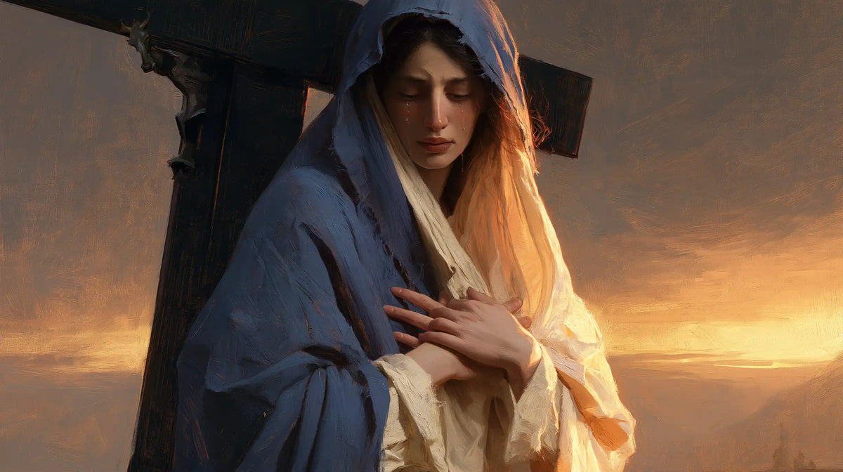 Our Lady of Sorrows — The Veil Traversed by Evening Gold
