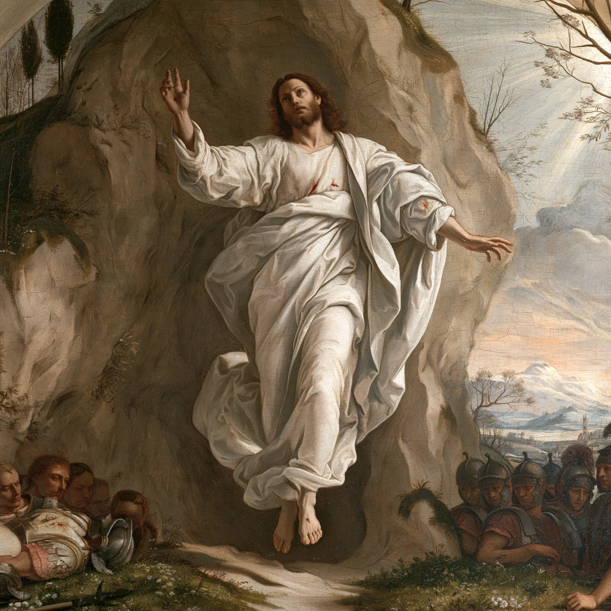Resurrection of Jesus Christ in Florentine Renaissance style, square Christian artwork no. 2