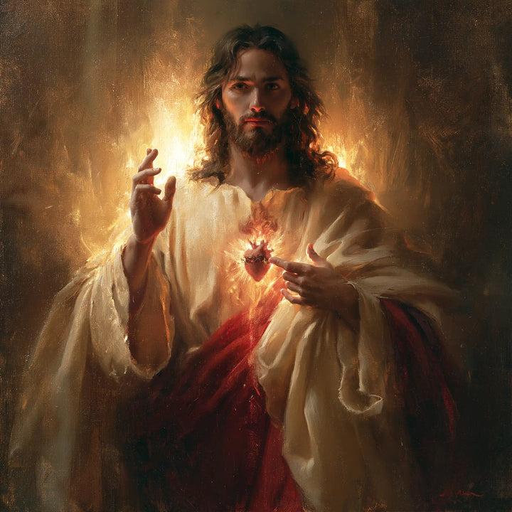 The Sacred Heart of Jesus — The Flame Beneath Shoulders of Light