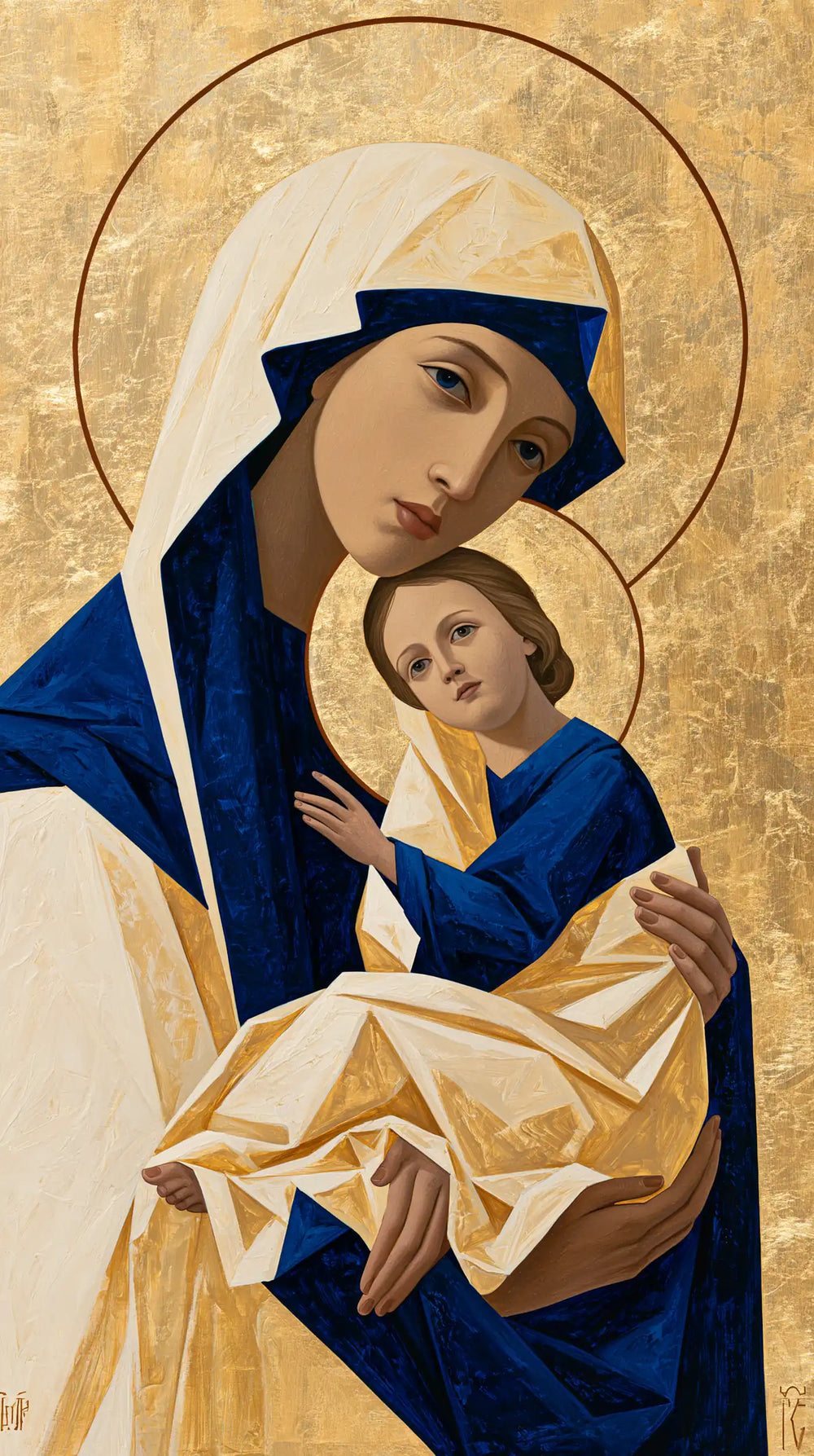 the Virgin Mary and the Child Jesus in Contemporary Byzantine style, portrait Christian artwork no. 7