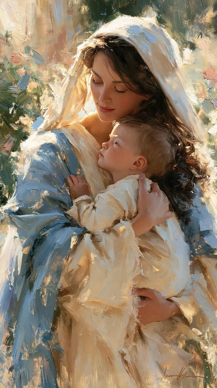 Virgin Mary and Child Jesus - Impressionist · Portrait n° 6