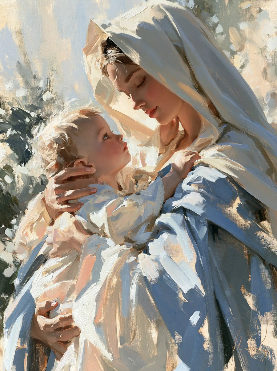 Virgin Mary and Child Jesus - Impressionist · Portrait n° 14