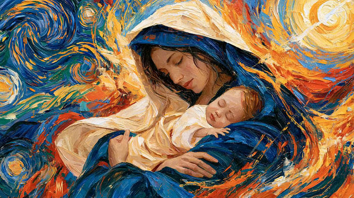 The Virgin and Child — Luminous Silence in Blue