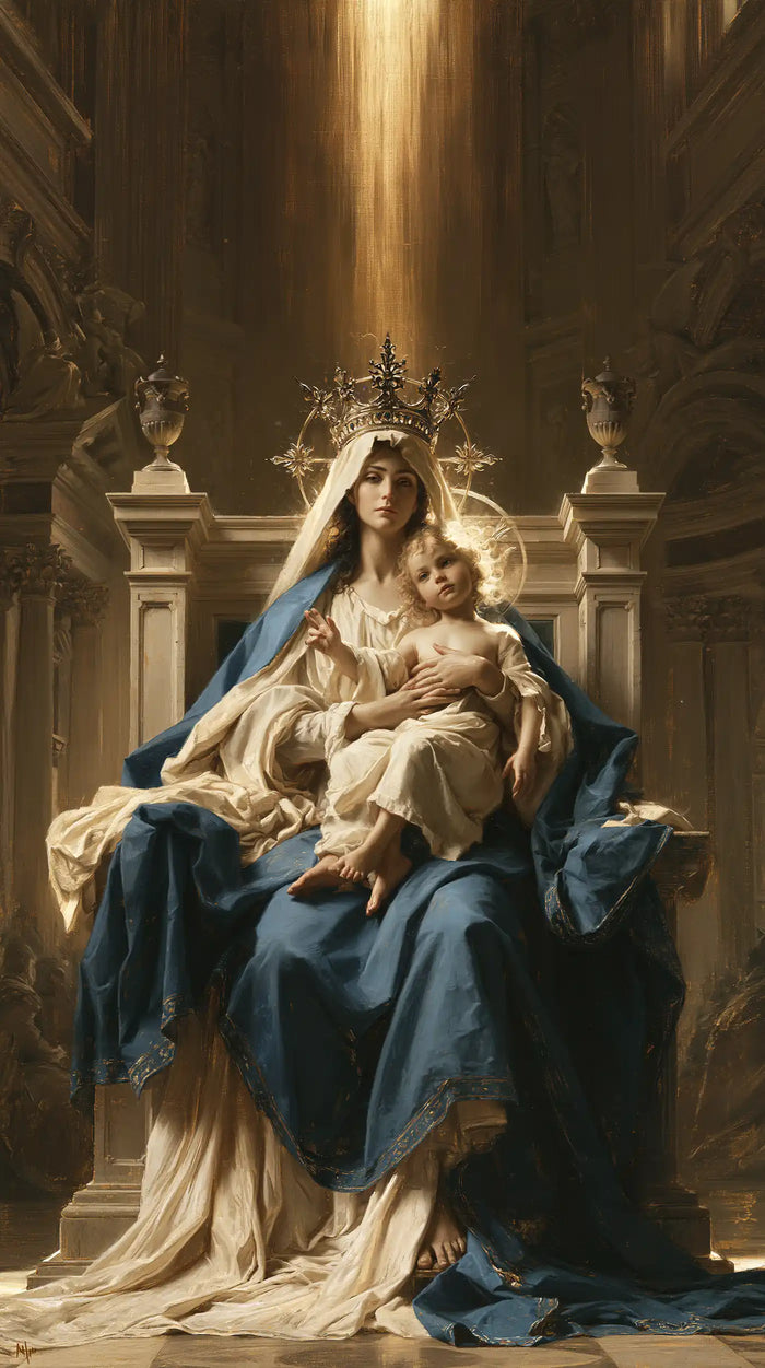The Virgin and Child — The Refuge Against Pale Stone