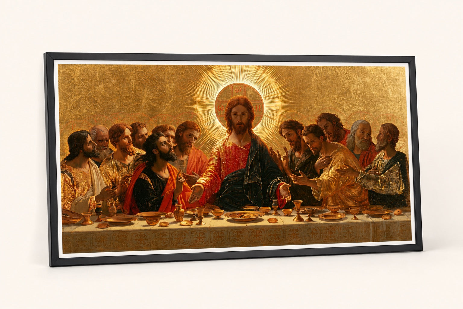 Sama Last Supper Fine Art - printti ohuen mustan klassikkokehyksenä