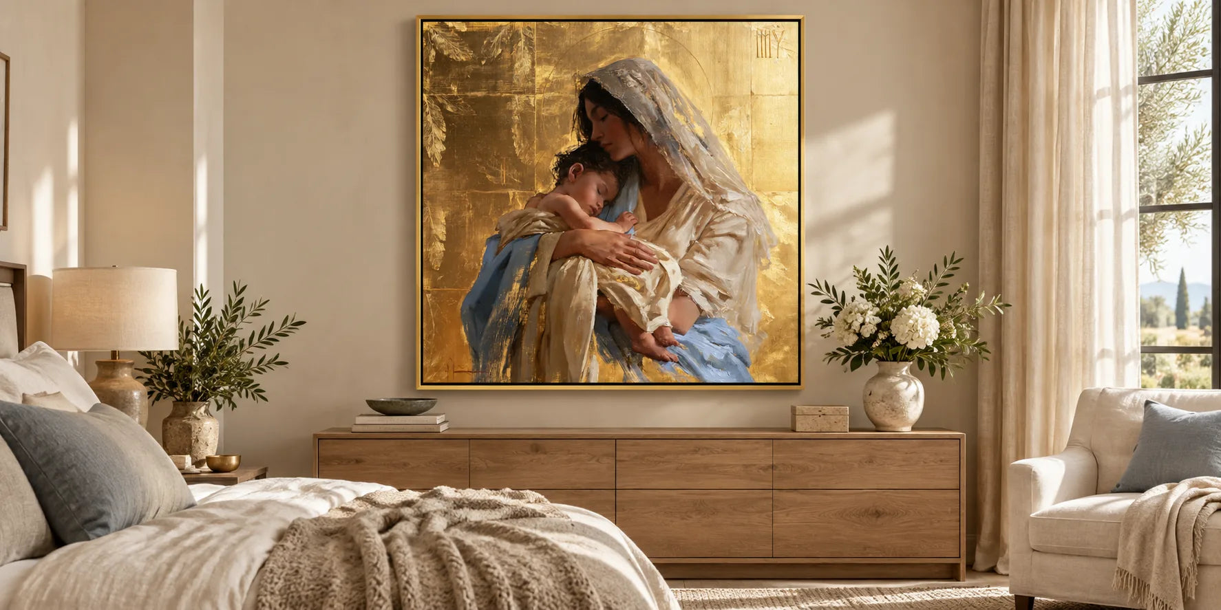 Virgin Mary and Child Jesus - Sacred Art Nouveau
